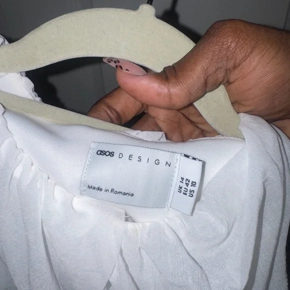 ASOS DESIGN drape shoulder mini dress with puff skirt - Picture 2 of 5